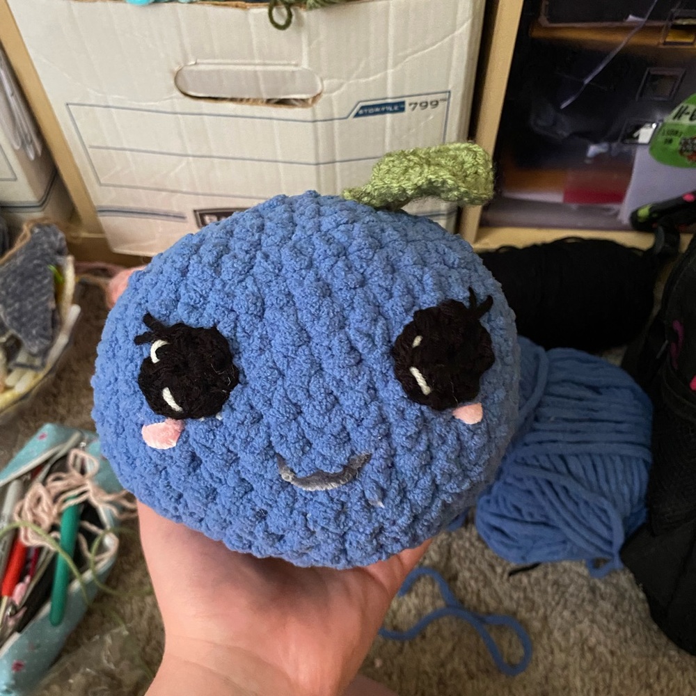 Kawaii plush blueberry super squish stress buddy pillow